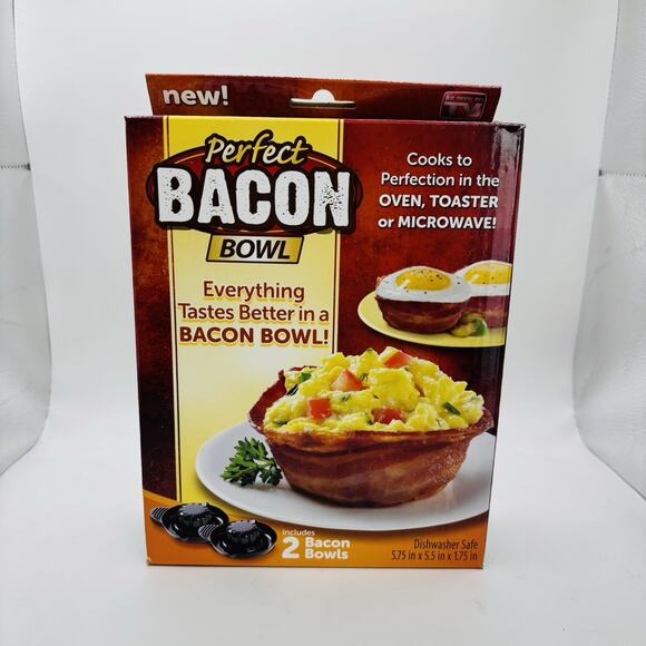 As Seen On TV Perfect Bacon Bowl 2 Bowls Included Dishwasher Safe New in Box - Picture 1 of 8